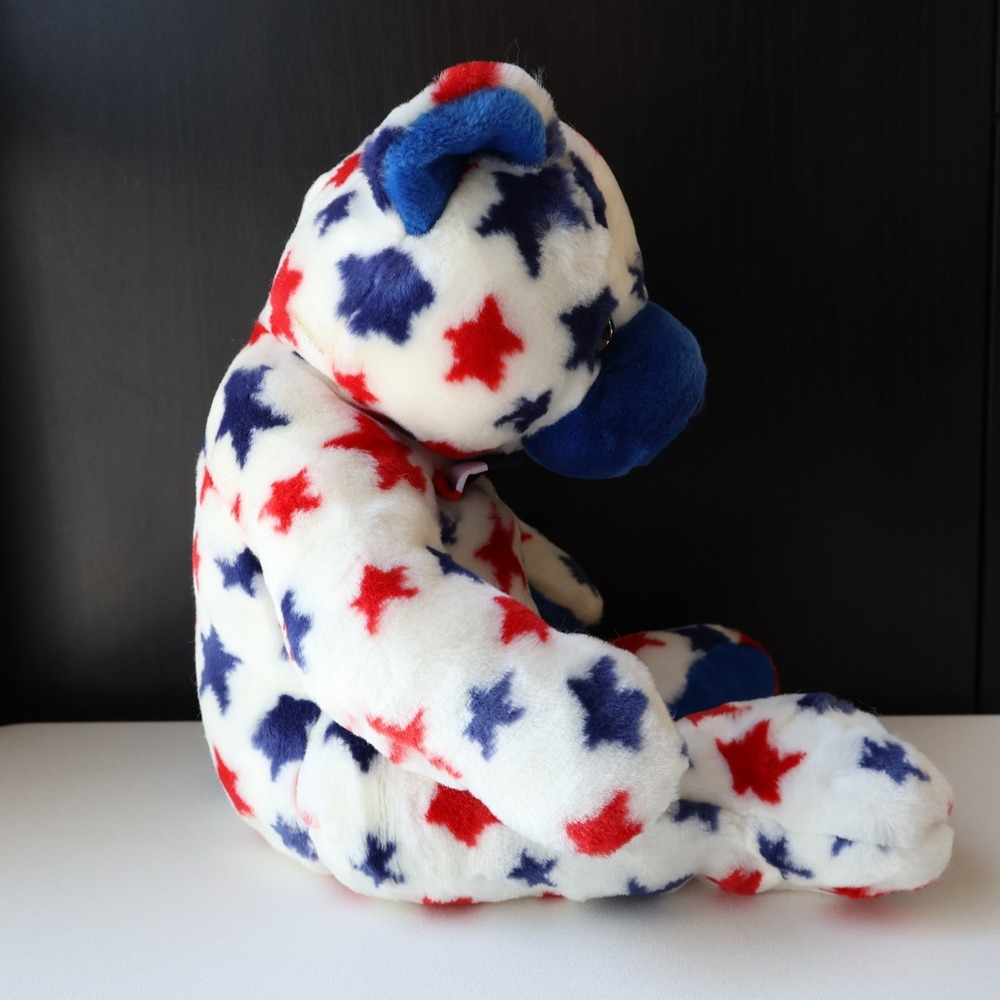 Vintage 2004 Ty Beanie Buddies Blue Patriotic Bear Red White Blue Stars Plush - Picture 2 of 6